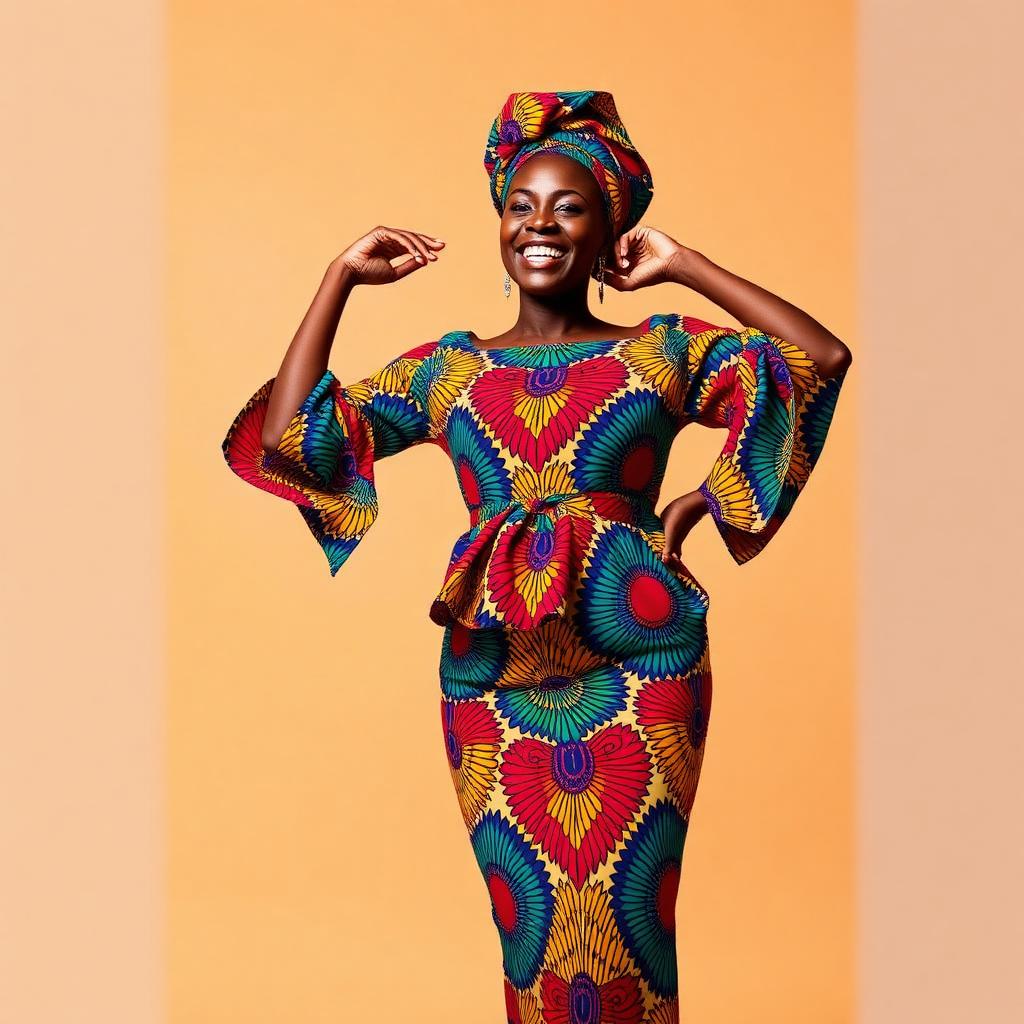 Ankara print two-piece set, wax cotton — tailored