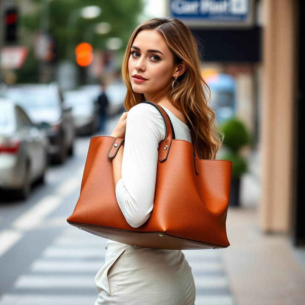 Full-grain leather shoulder handbag — hardware options