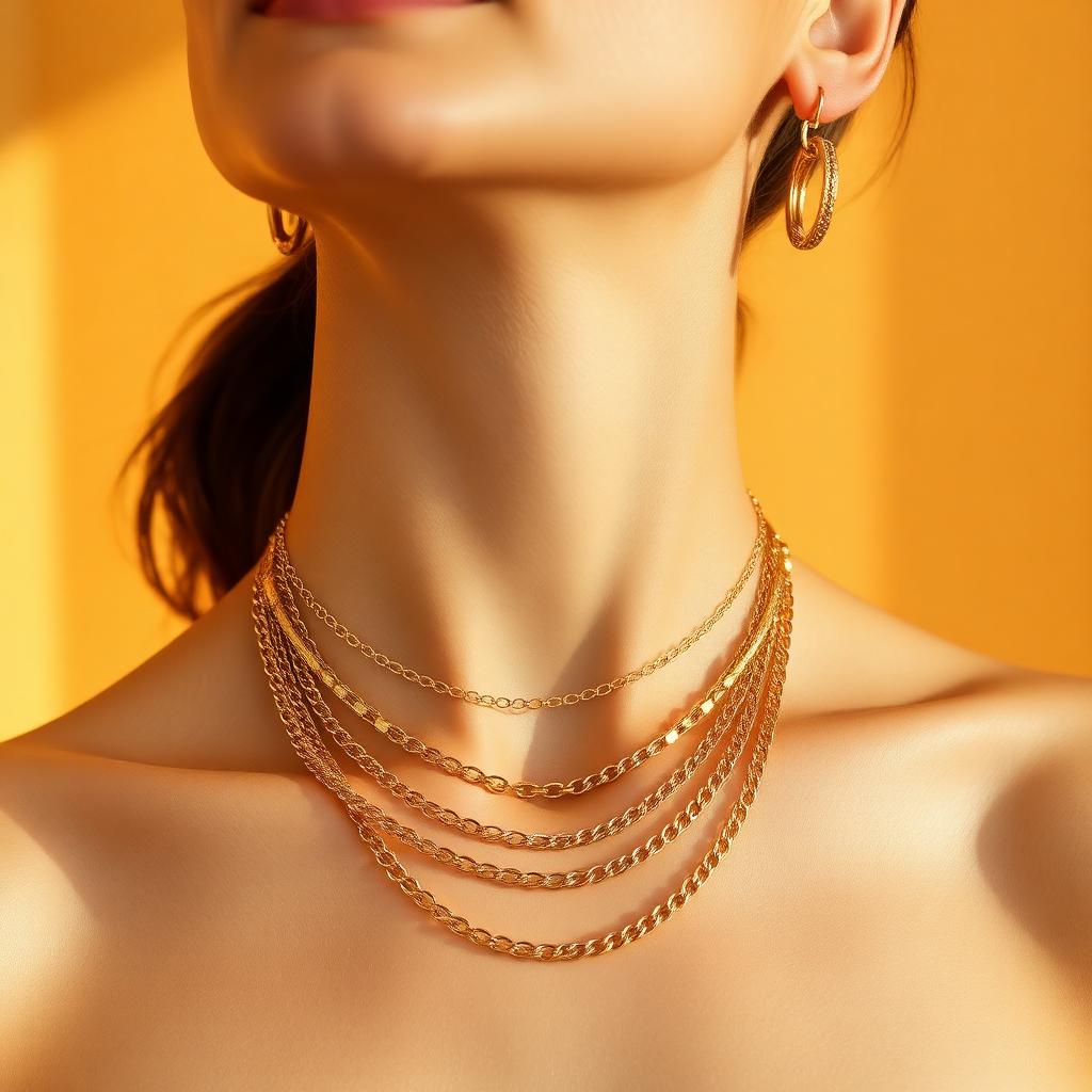 18K gold-plated jewellery set — necklace, studs, bangle