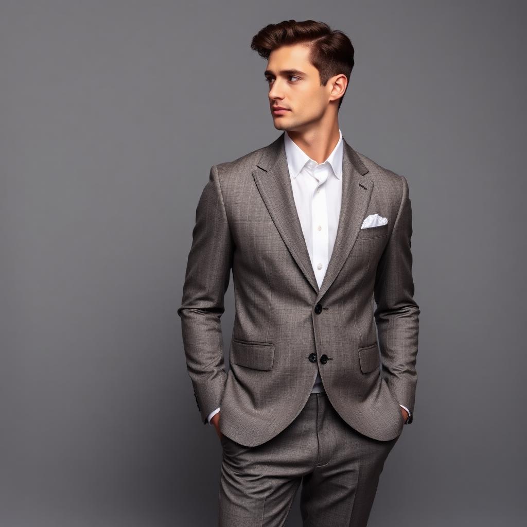 Men's two-piece tailored suit, wool blend — full size run