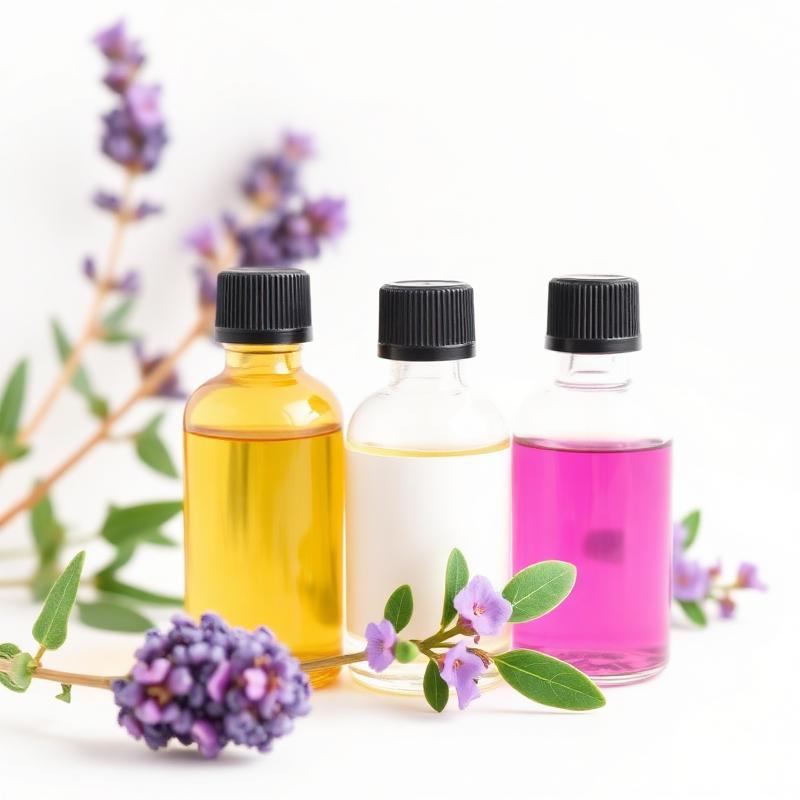 Pure essential oils set — lavender, tea tree, eucalyptus