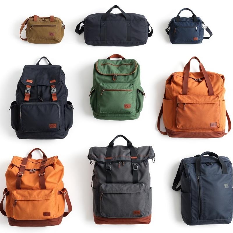Canvas backpacks & travel duffels — assorted colours