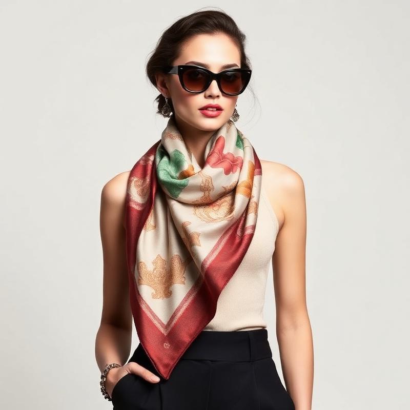 Printed silk twill scarves, 90×90 cm — gift boxed