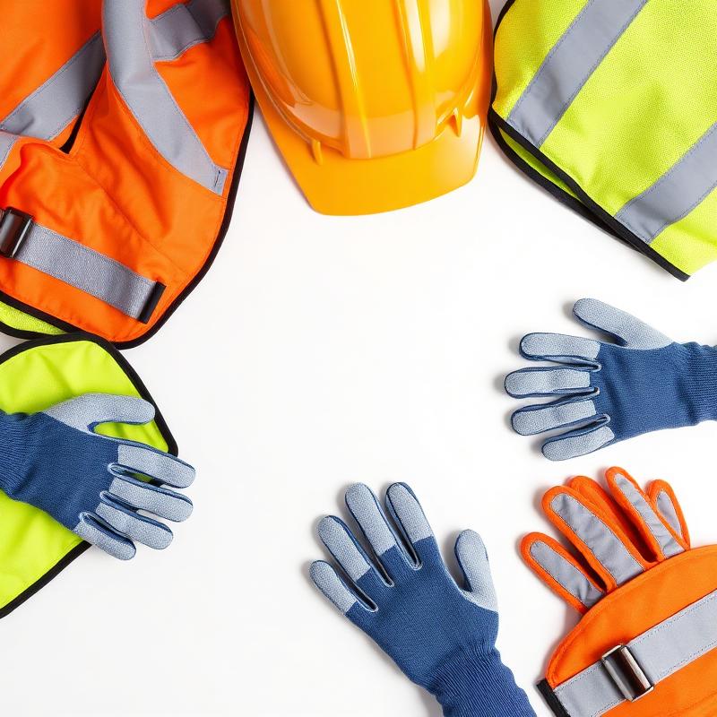 Site safety kit — helmet, hi-vis vest & gloves